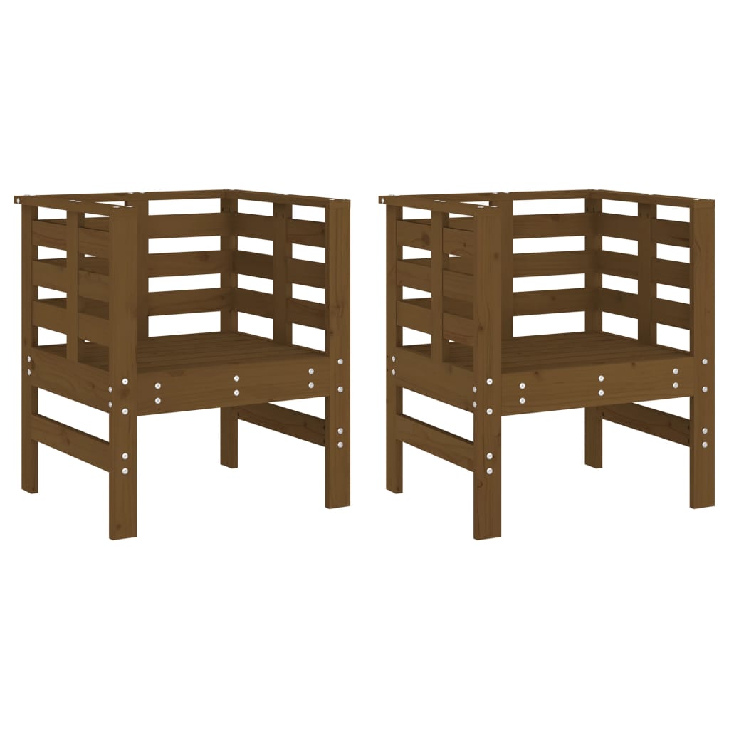 Garden Chairs 2 pcs Honey Brown 61.5x53x71 cm Solid Wood Pine