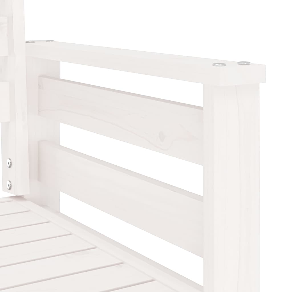 Garden Bench with Table 2-Seater White Solid Wood Pine