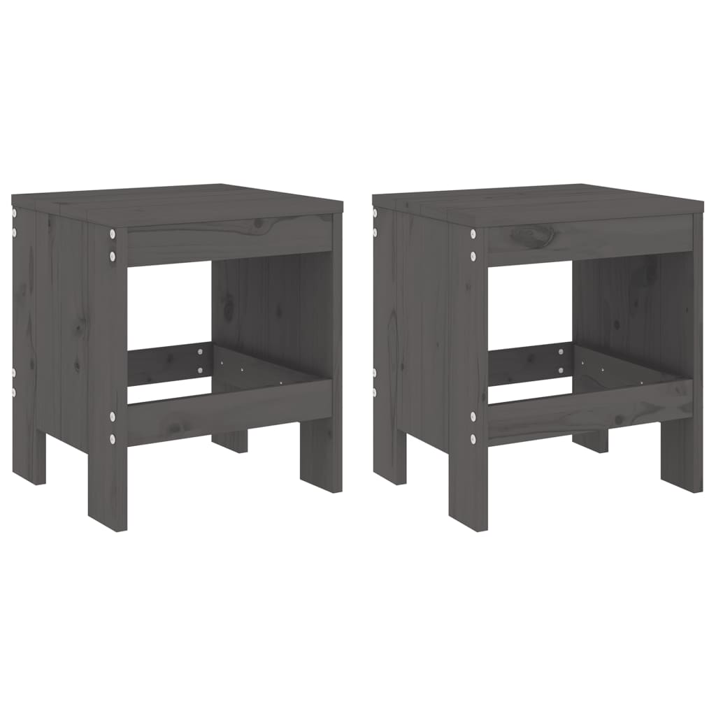 Garden Stools 2 pcs Grey 40x36x45 cm Solid Wood Pine