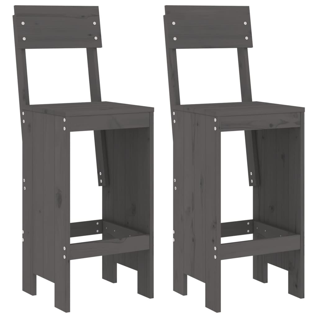 Bar Stools 2 pcs Grey 40x48.5x115.5 cm Solid Wood Pine