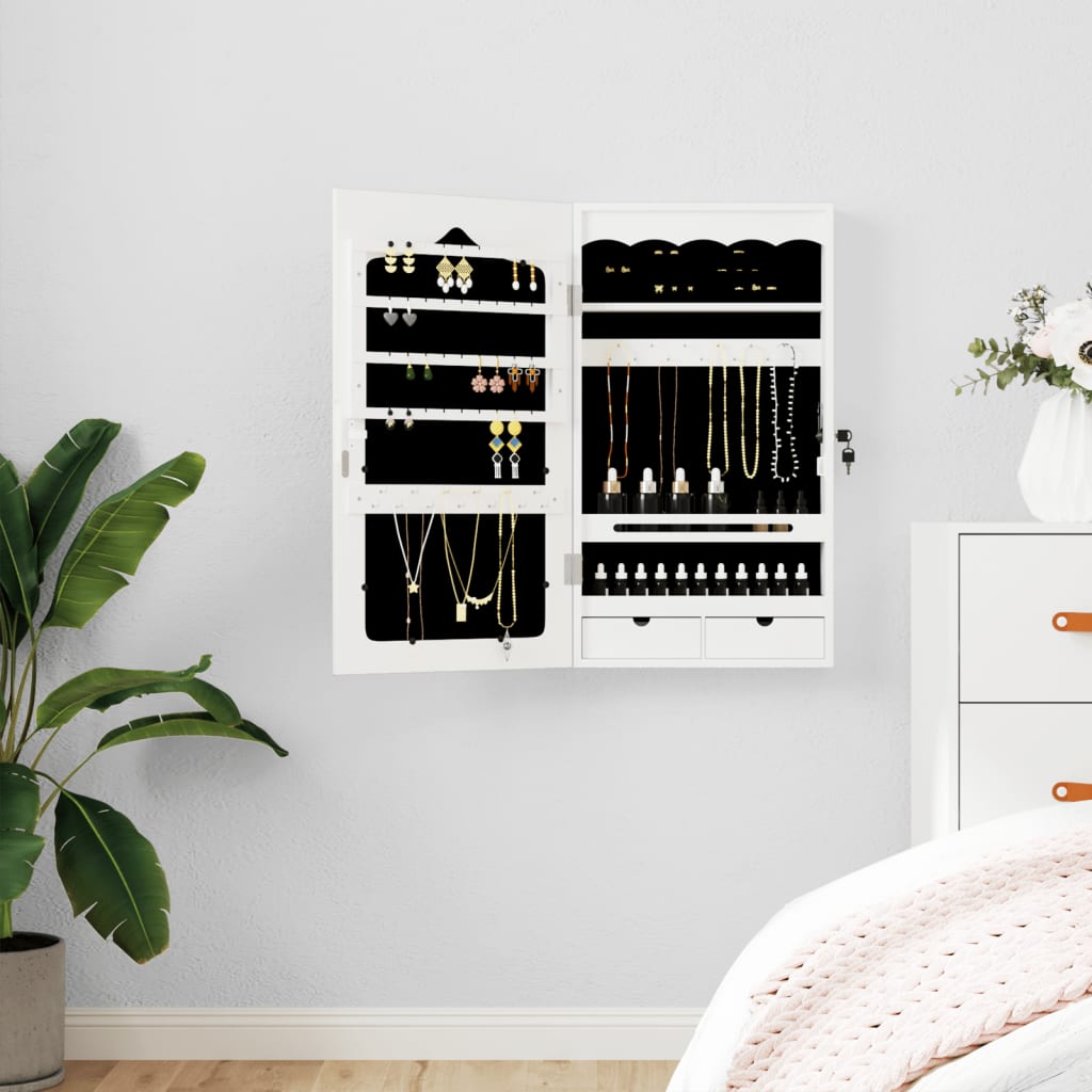 Mirror Jewellery Cabinet Wall Mounted 37.5X10X67 Cm