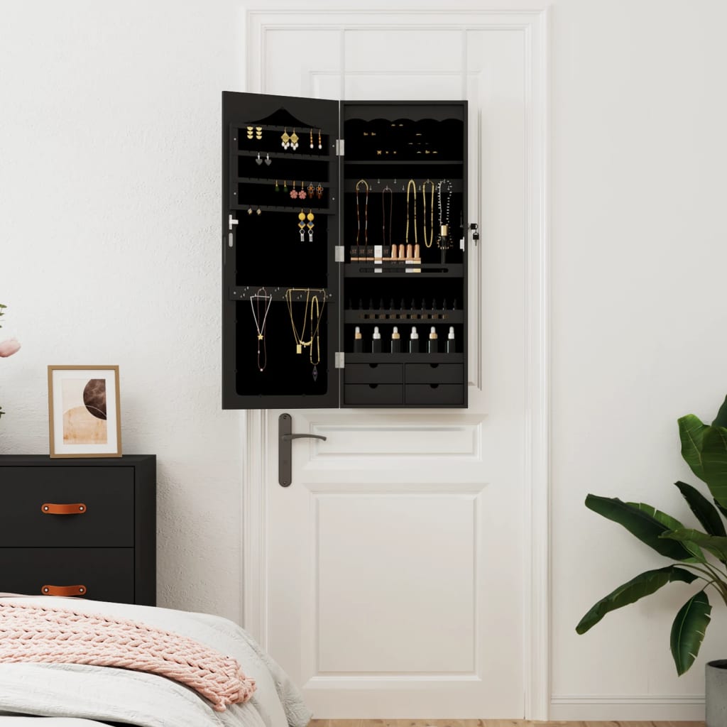 Mirror Jewellery Cabinet Wall Mounted 37.5X10X90 Cm