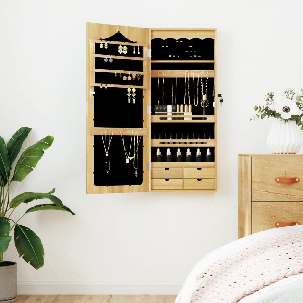 Mirror Jewellery Cabinet Wall Mounted 37.5X10X90 Cm
