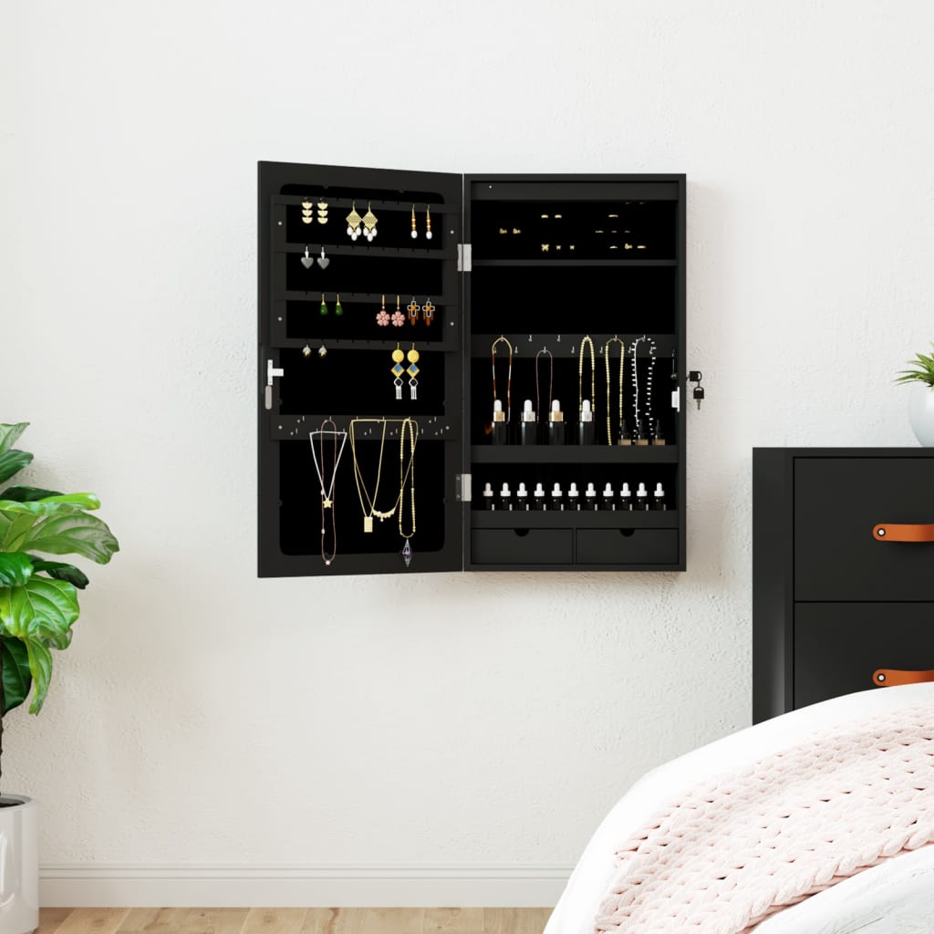 Mirror Jewellery Cabinet With Led Lights Wall Mounted