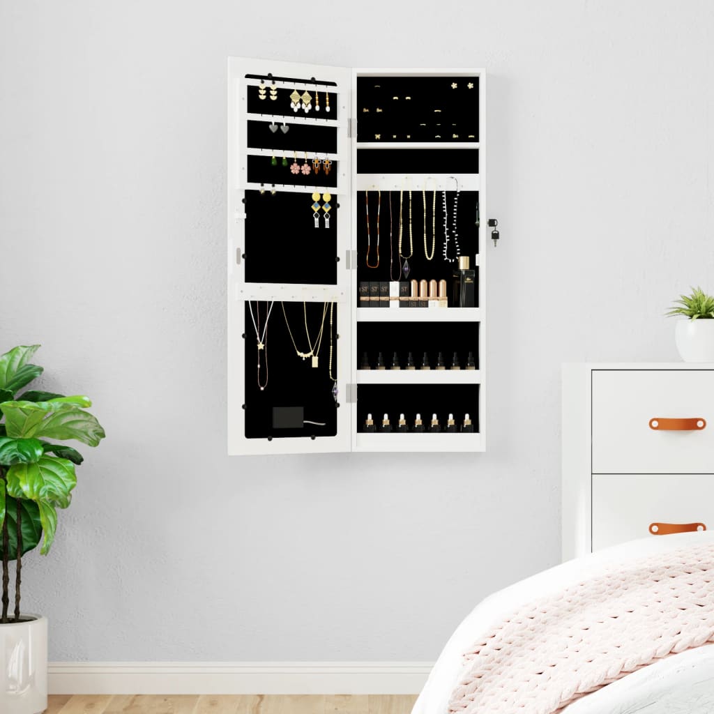 Mirror Jewellery Cabinet With Led Lights Wall Mounted