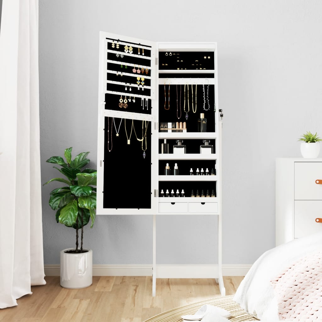 Mirror Jewellery Cabinet With Led Lights Free Standing