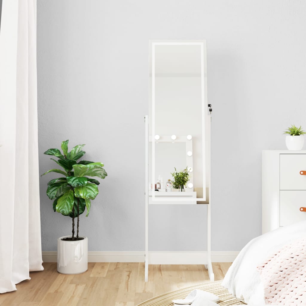Mirror Jewellery Cabinet With Led Lights Free Standing