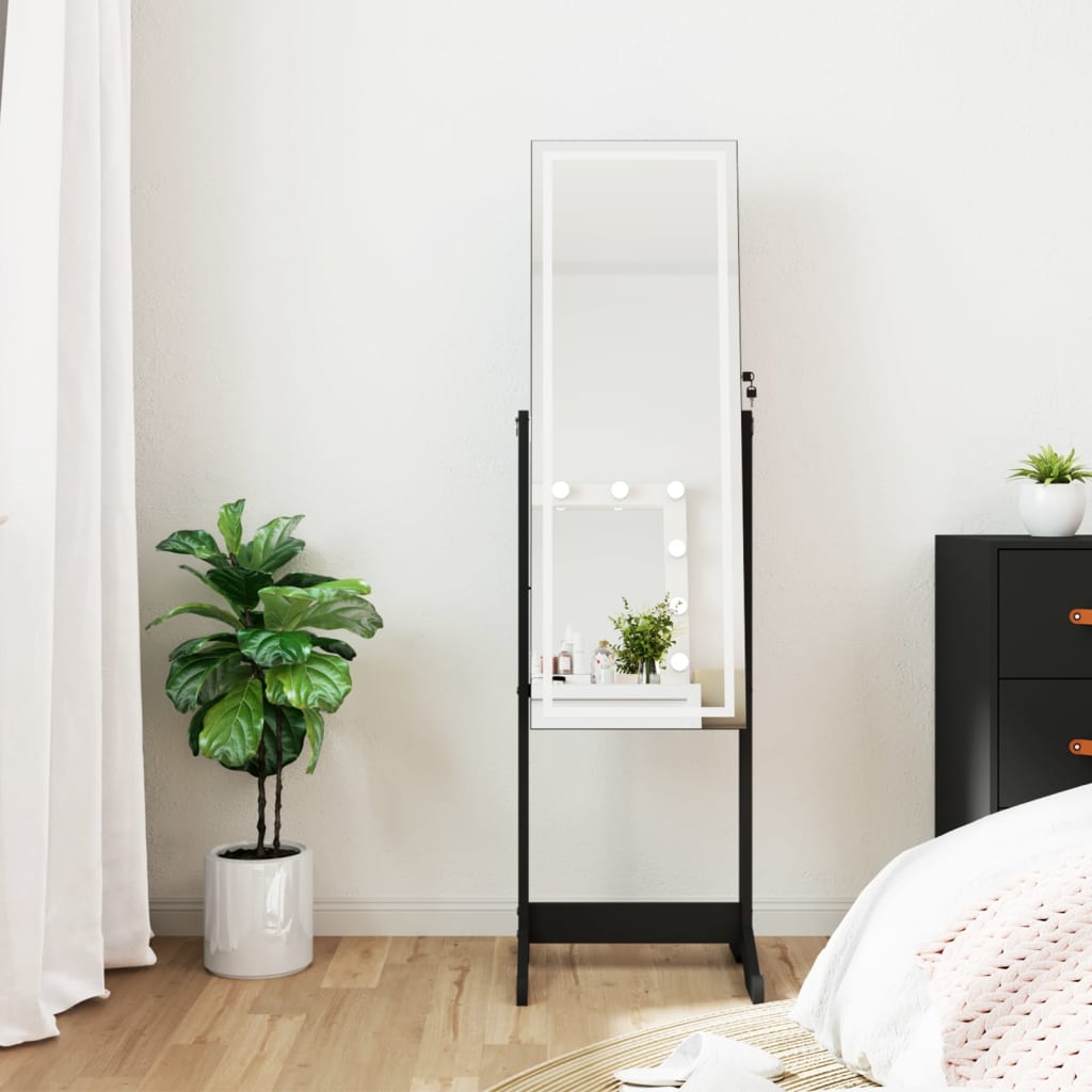 Mirror Jewellery Cabinet With Led Lights Free Standing