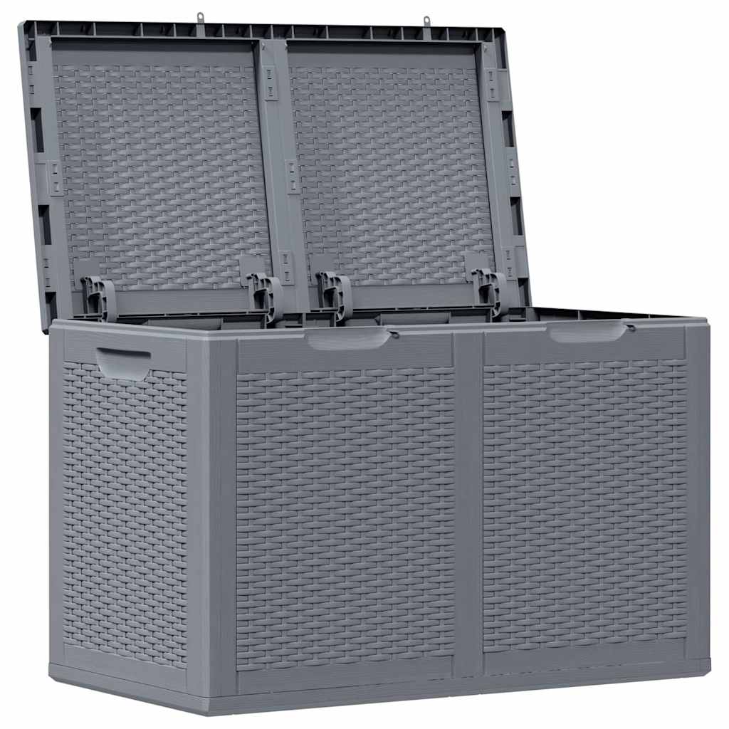 Garden Storage Box Grey PP Rattan 180 L
