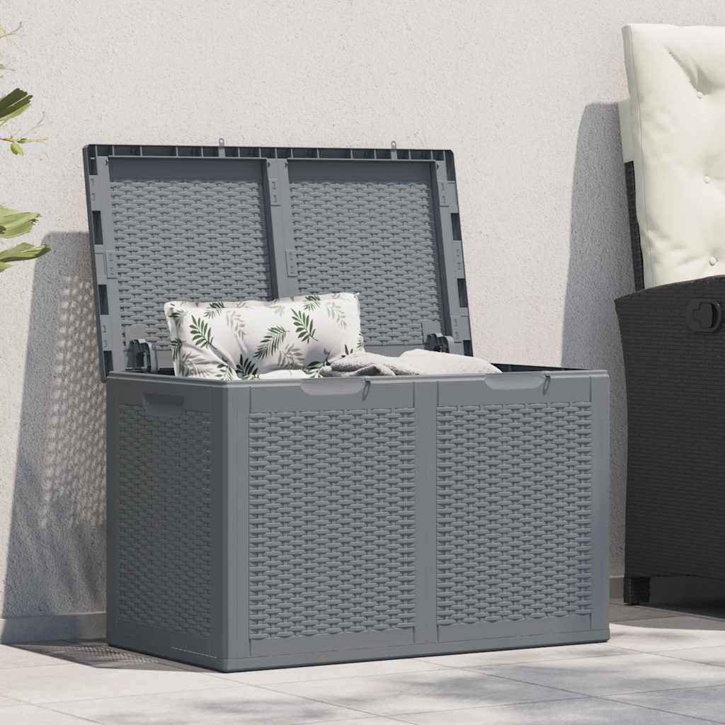 Garden Storage Box Grey PP Rattan 180 L