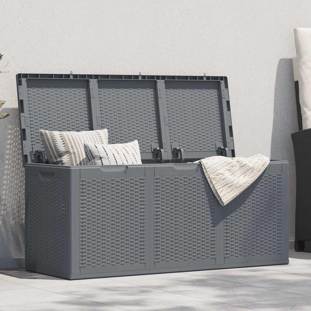Garden Storage Box Grey PP Rattan 270 L