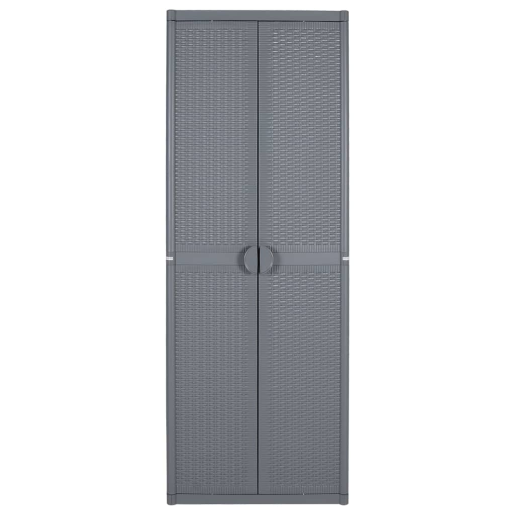 Garden Storage Cabinet Grey 65x45x172 cm PP Rattan