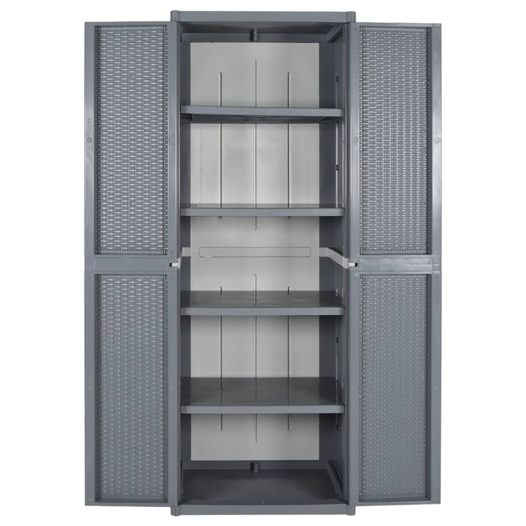 Garden Storage Cabinet Grey 65x45x172 cm PP Rattan
