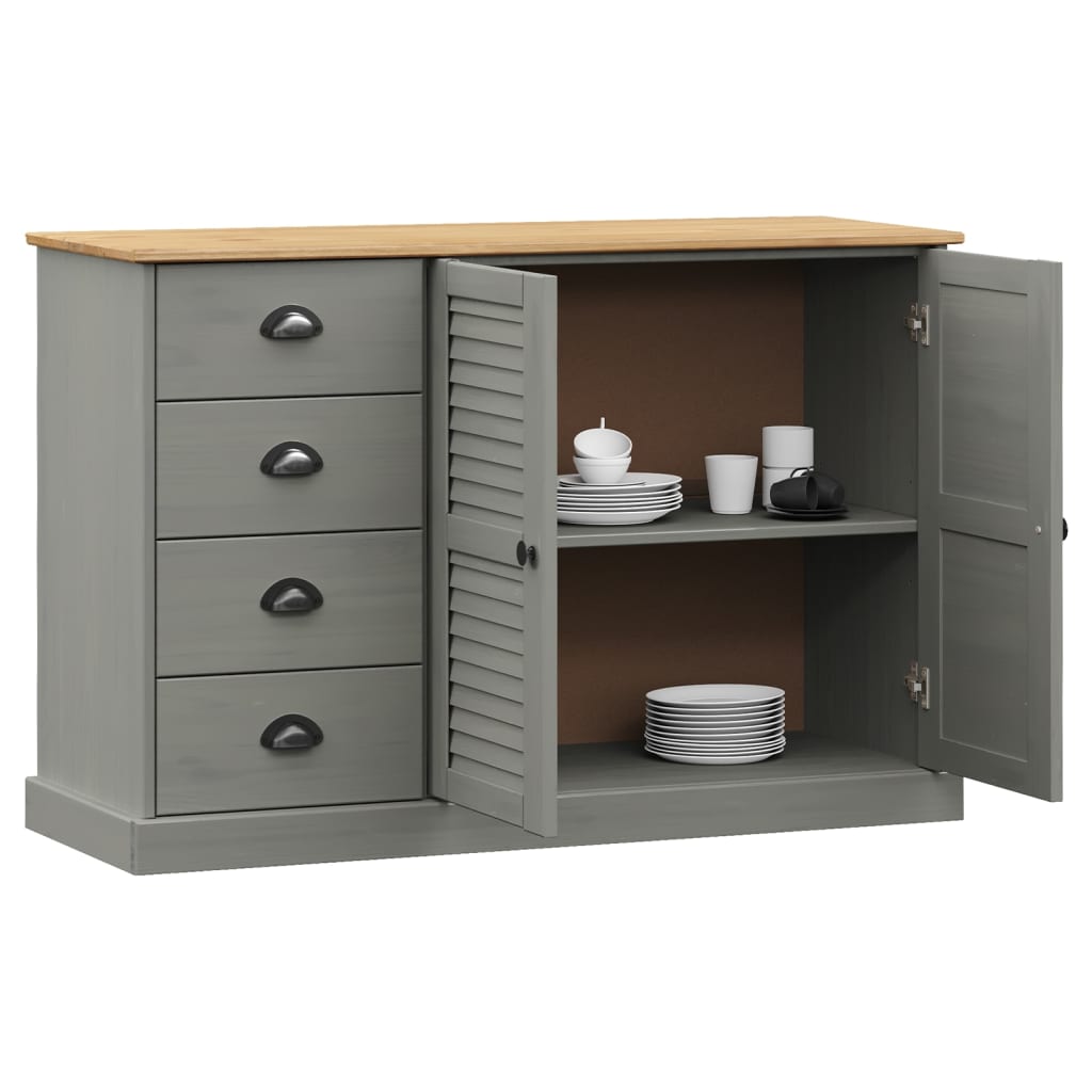 Sideboard with Drawers VIGO 113x40x75 cm Grey Solid Wood Pine