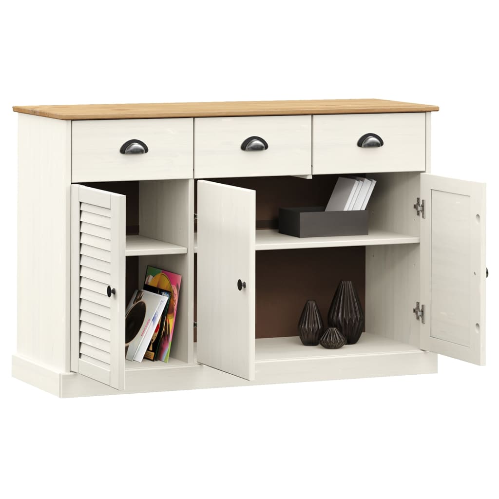 Sideboard with Drawers VIGO 113x40x75 cm White Solid Wood Pine