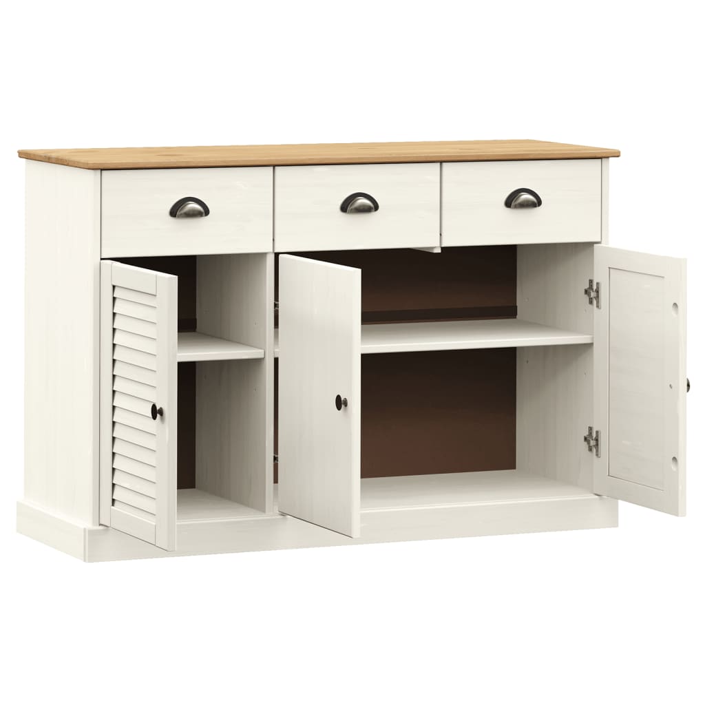 Sideboard with Drawers VIGO 113x40x75 cm White Solid Wood Pine