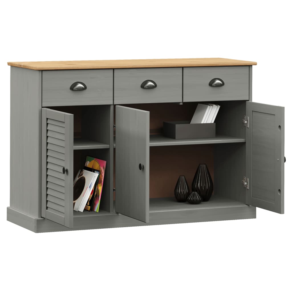 Sideboard with Drawers VIGO 113x40x75 cm Grey Solid Wood Pine