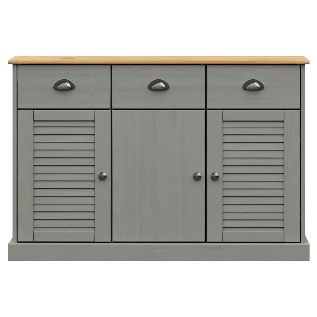 Sideboard with Drawers VIGO 113x40x75 cm Grey Solid Wood Pine