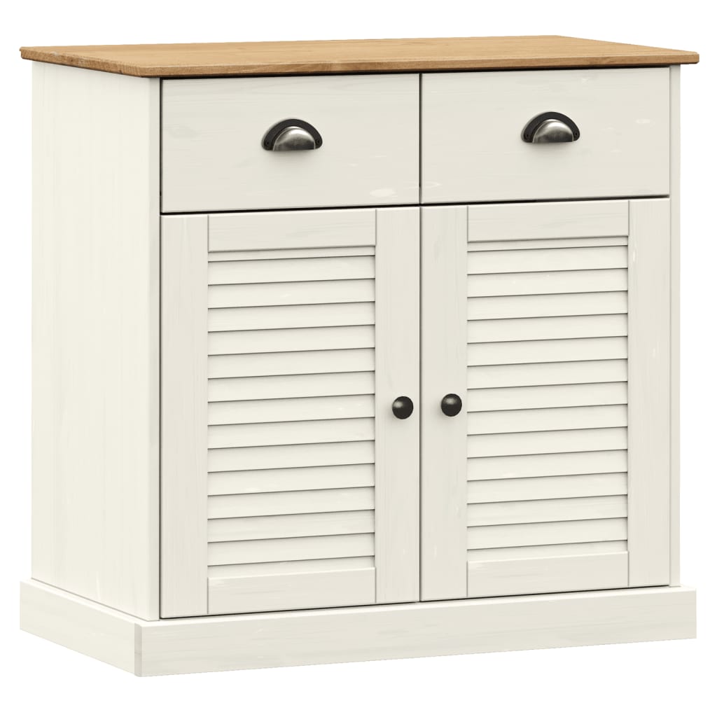 Sideboard with Drawers VIGO 78x40x75 cm White Solid Wood Pine
