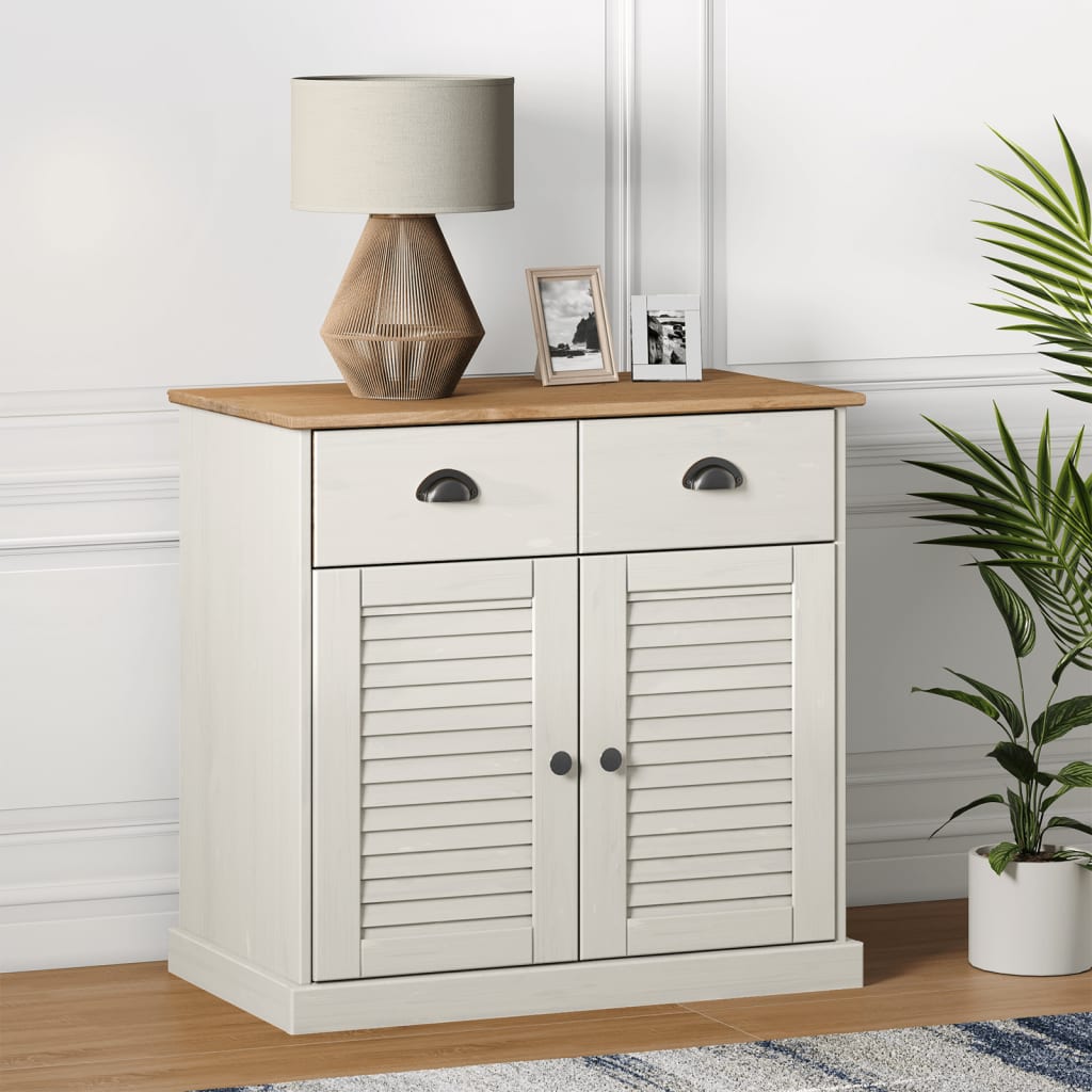 Sideboard with Drawers VIGO 78x40x75 cm White Solid Wood Pine