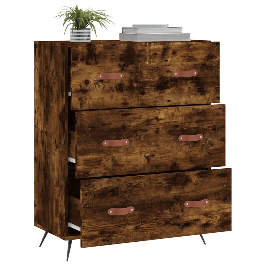 Chest of Drawers Smoked Oak 69.5x34x90 cm Engineered Wood