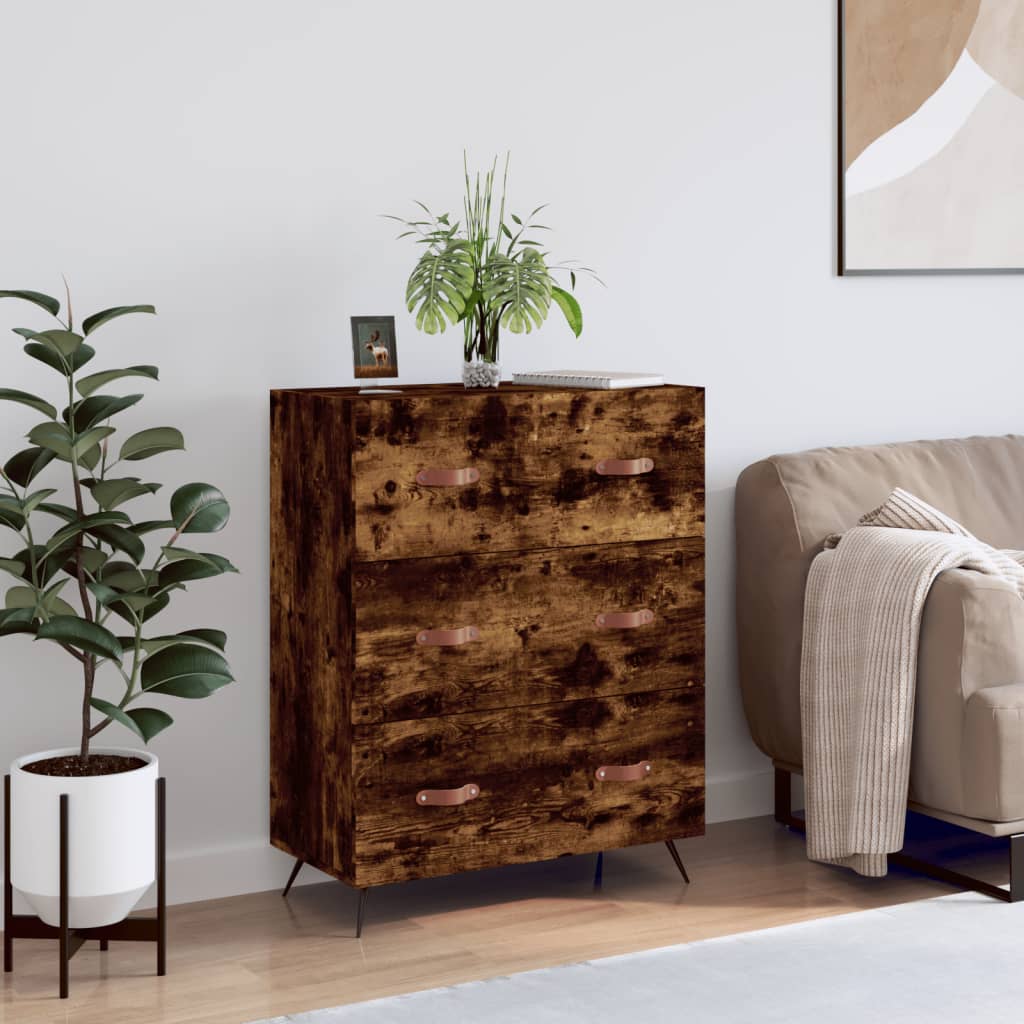 Chest of Drawers Smoked Oak 69.5x34x90 cm Engineered Wood