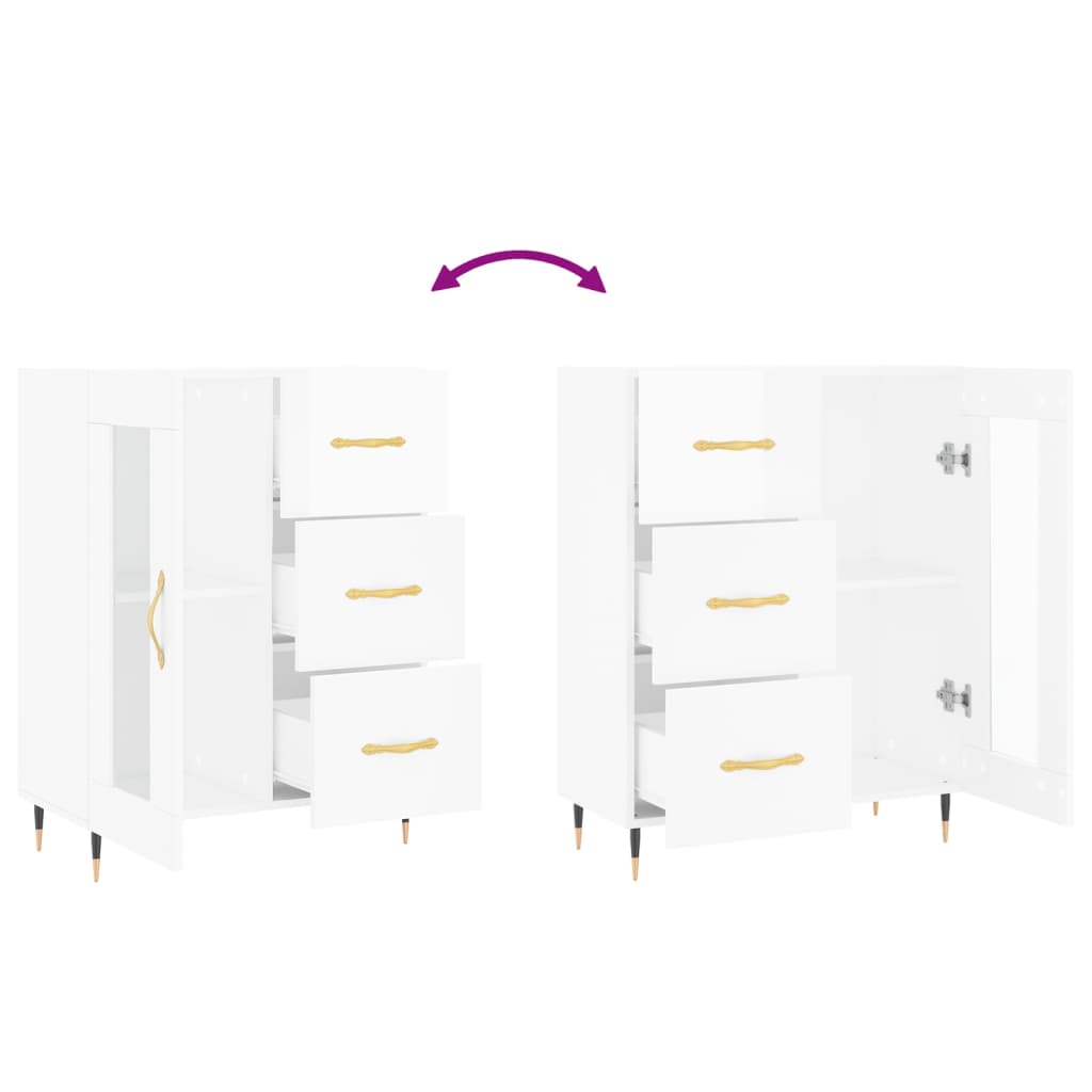 Sideboard High Gloss White 69.5x34x90 cm Engineered Wood