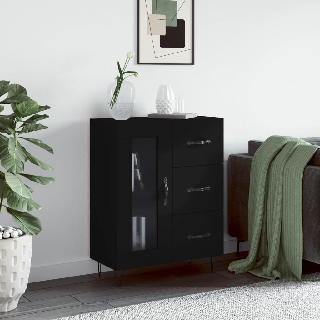 Sideboard Black 69.5x34x90 cm Engineered Wood