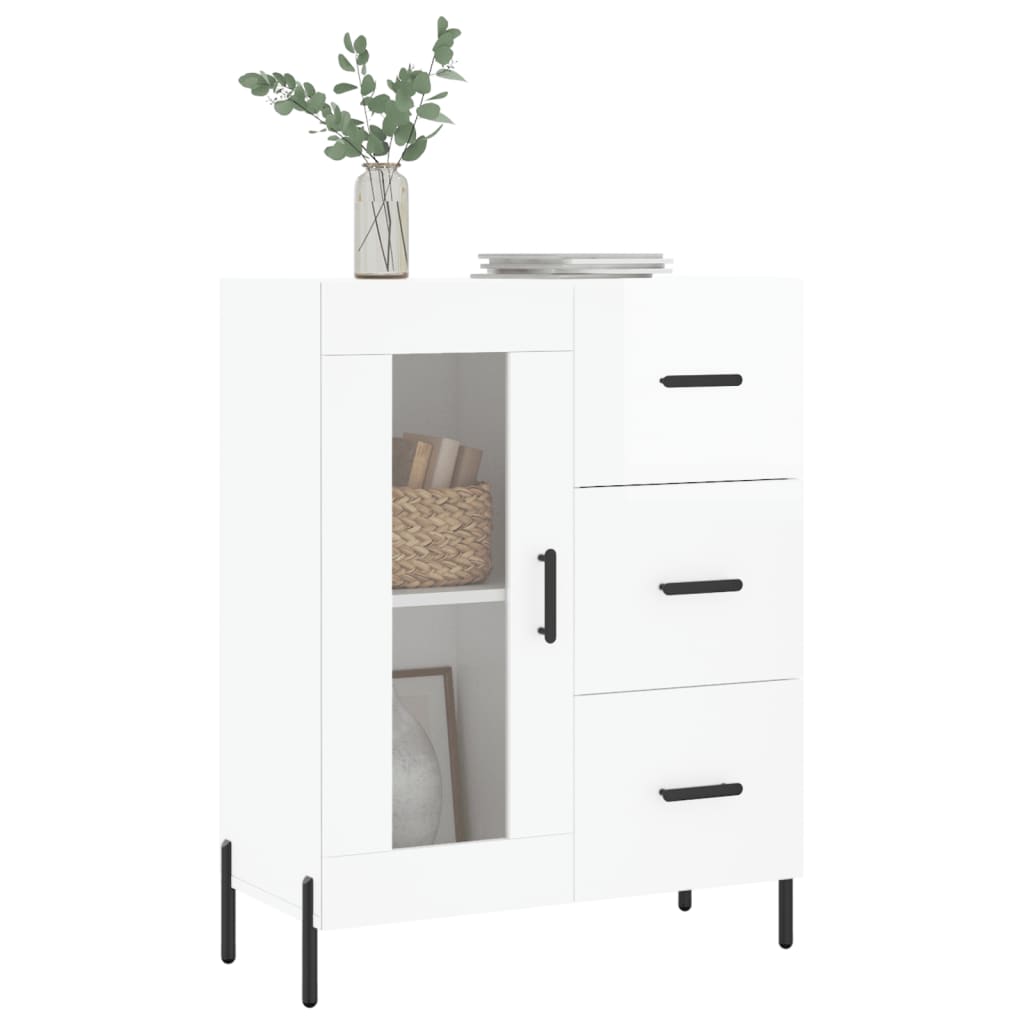 Sideboard High Gloss White 69.5x34x90 cm Engineered Wood