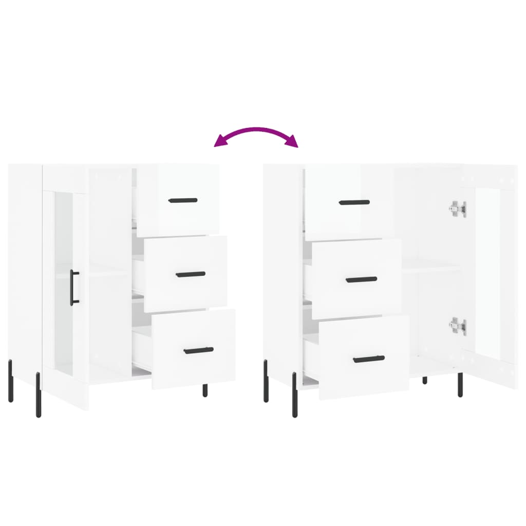 Sideboard High Gloss White 69.5x34x90 cm Engineered Wood