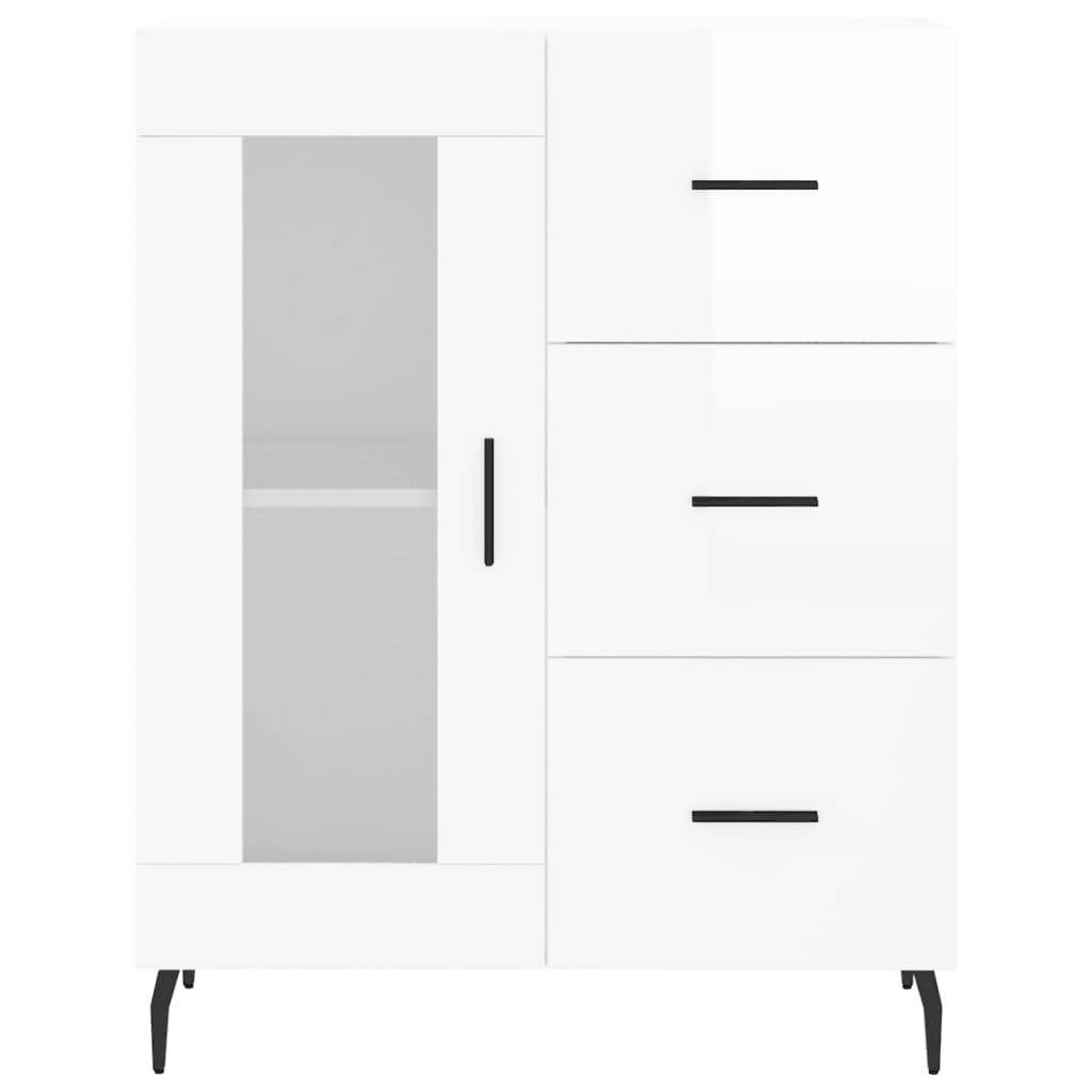 Sideboard High Gloss White 69.5x34x90 cm Engineered Wood