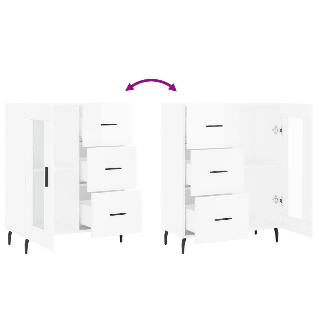 Sideboard High Gloss White 69.5x34x90 cm Engineered Wood