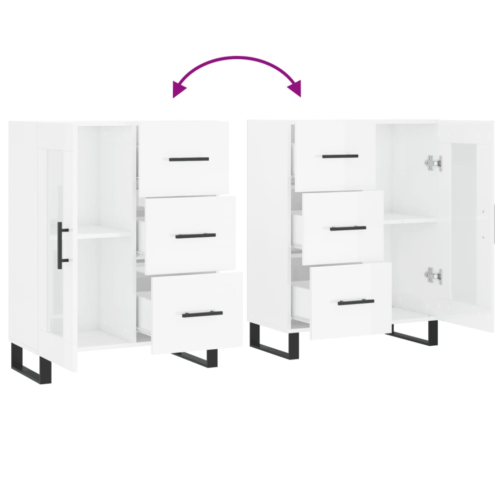 Sideboard High Gloss White 69.5x34x90 cm Engineered Wood