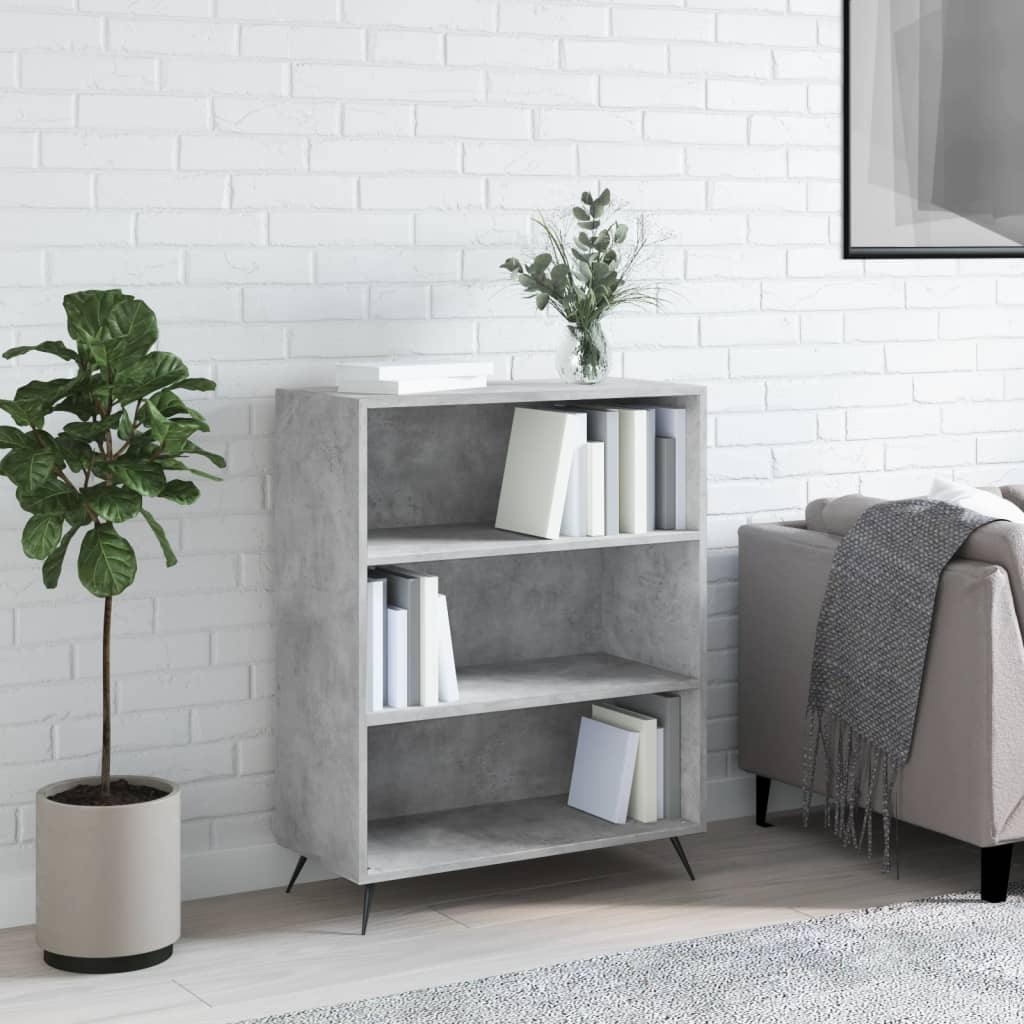 Bookcase Concrete Grey 69.5x32.5x90 cm Engineered Wood