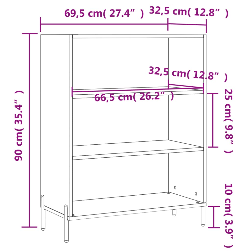 Shelf Cabinet Black 69.5x32.5x90 cm Engineered Wood