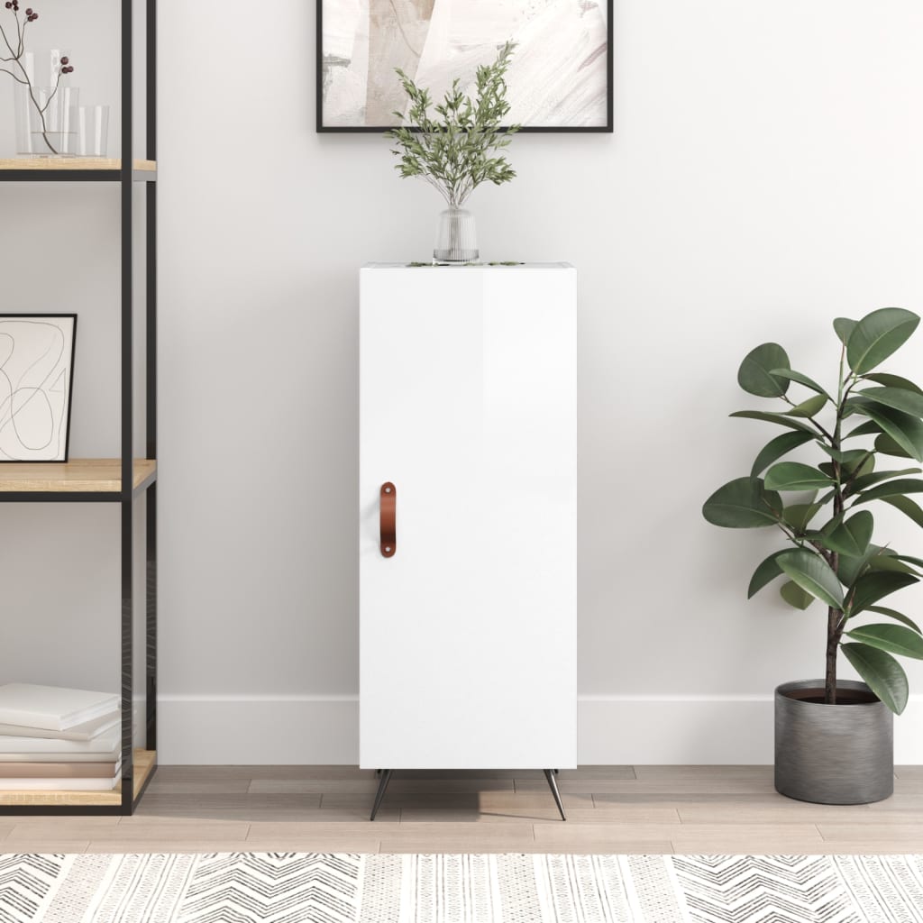 Sideboard High Gloss White 34.5x34x90 cm Engineered Wood