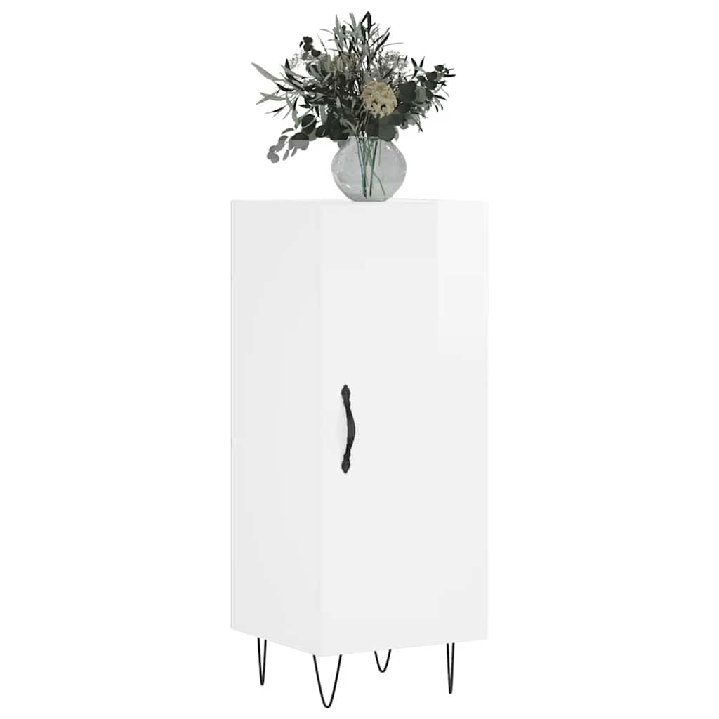 Sideboard High Gloss White 34.5x34x90 cm Engineered Wood