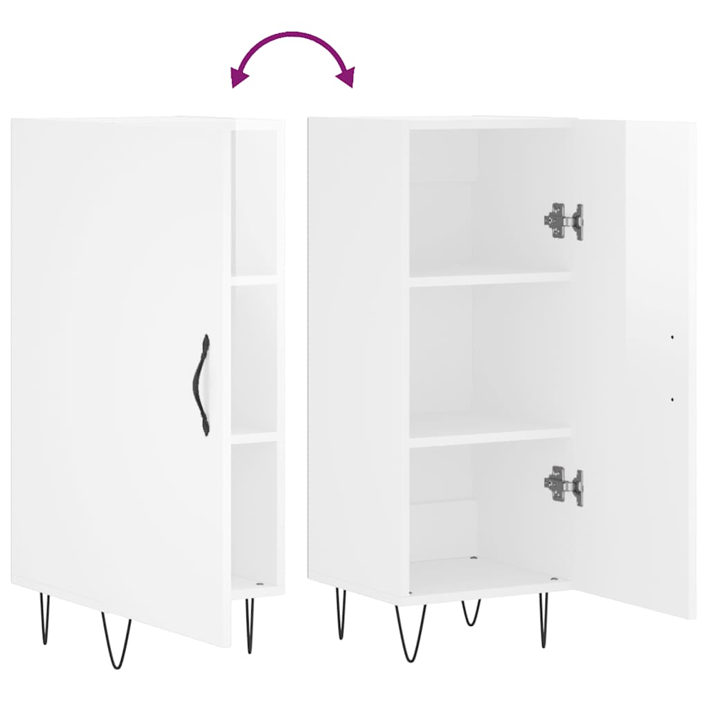Sideboard High Gloss White 34.5x34x90 cm Engineered Wood