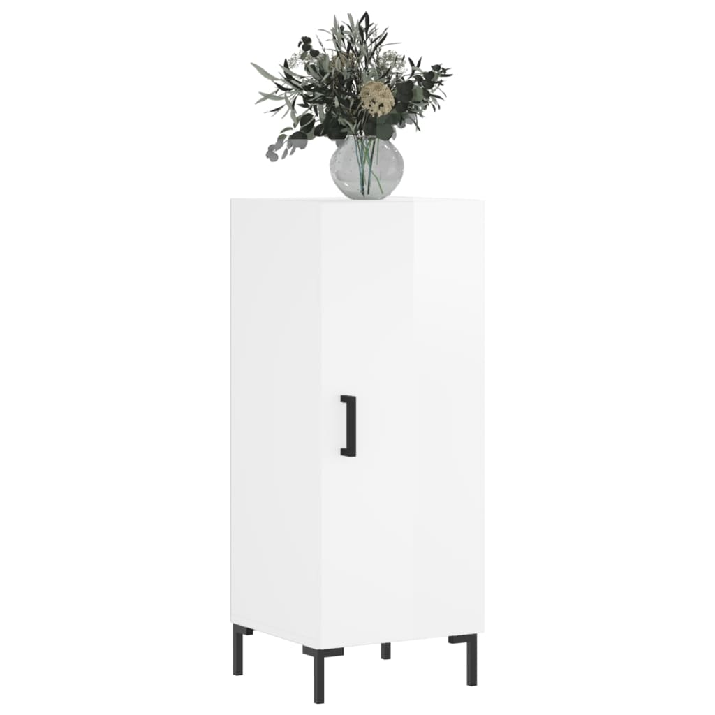 Sideboard High Gloss White 34.5x34x90 cm Engineered Wood