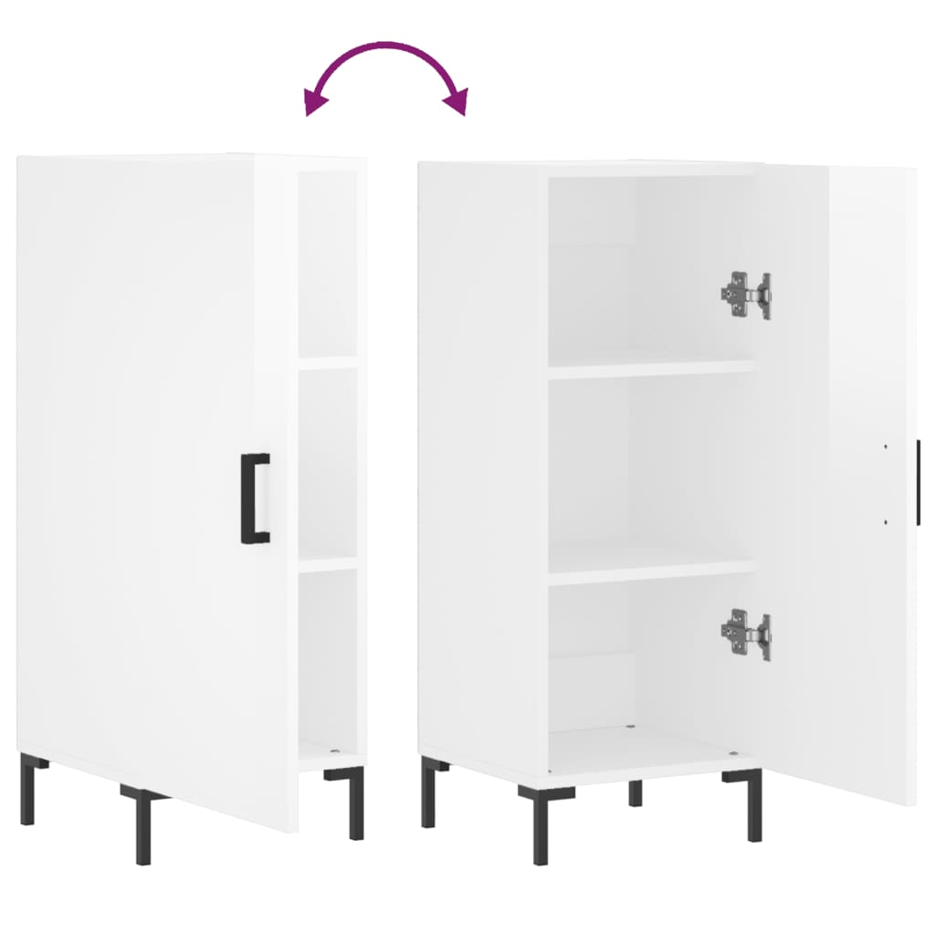 Sideboard High Gloss White 34.5x34x90 cm Engineered Wood