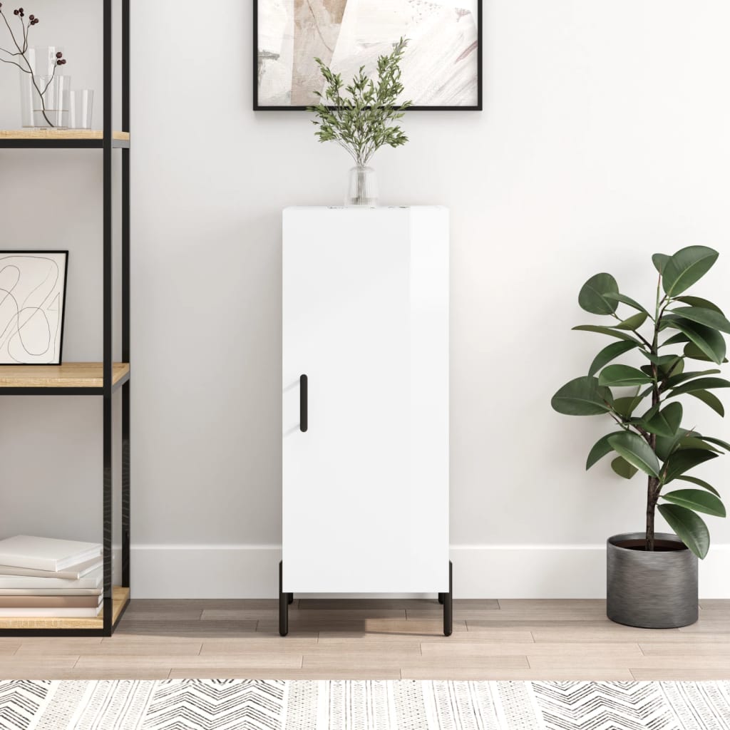 Sideboard High Gloss White 34.5x34x90 cm Engineered Wood