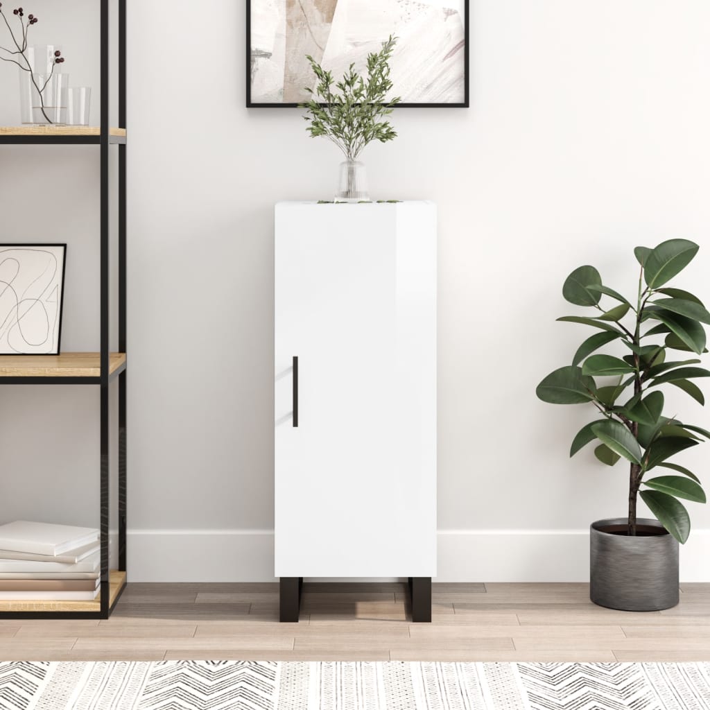 Sideboard High Gloss White 34.5x34x90 cm Engineered Wood