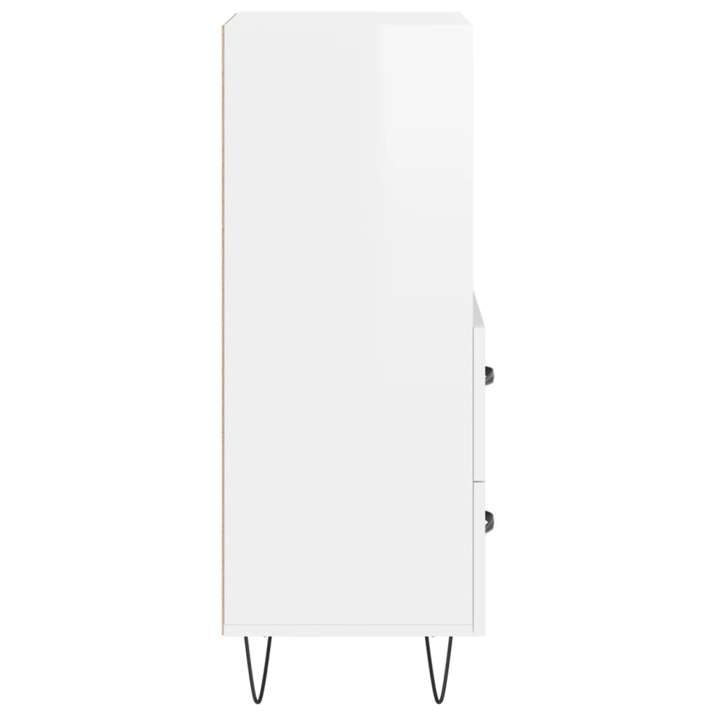 Sideboard High Gloss White 34.5x34x90 cm Engineered Wood