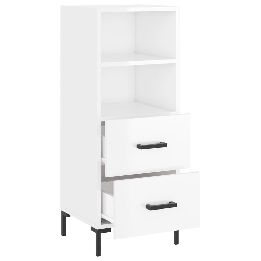 Sideboard High Gloss White 34.5x34x90 cm Engineered Wood