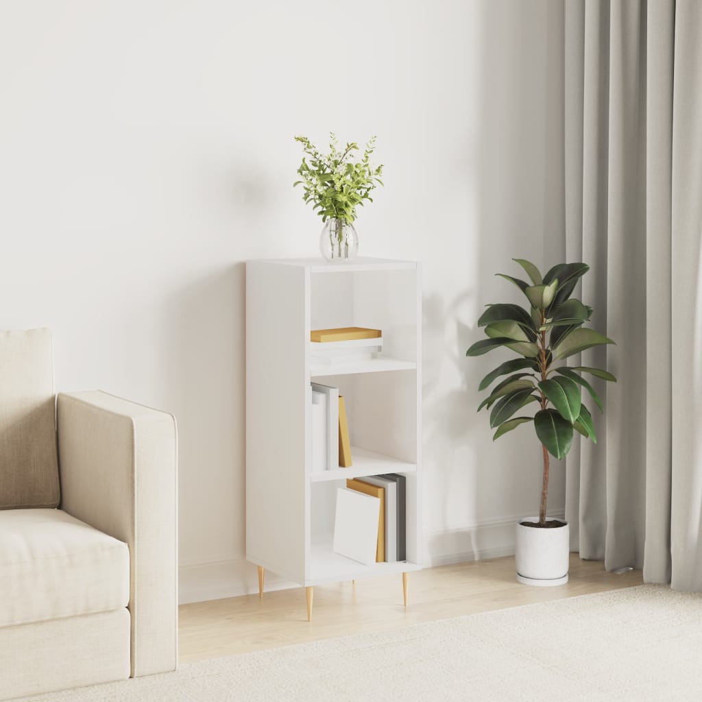 Sideboard High Gloss White 34.5x32.5x90 cm Engineered Wood