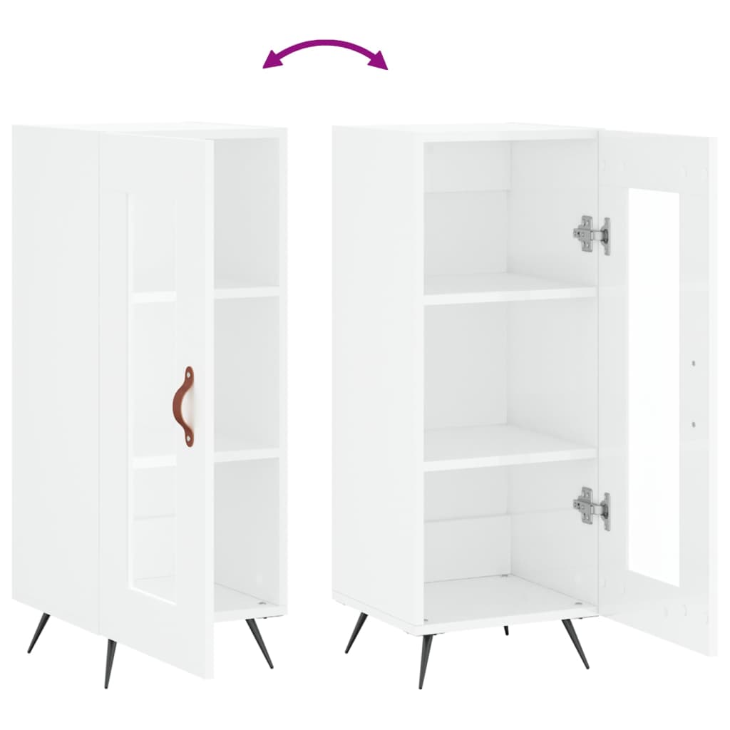 Sideboard High Gloss White 34.5x34x90 cm Engineered Wood