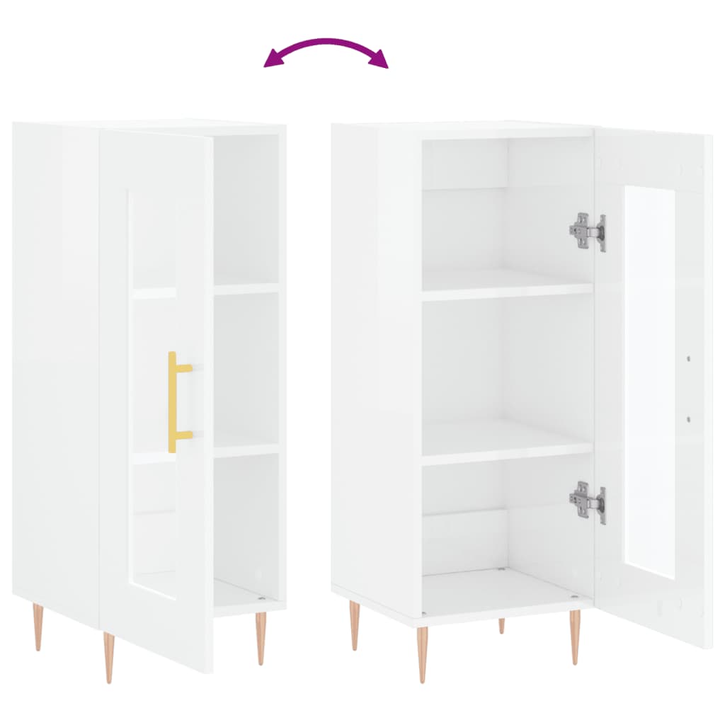 Sideboard High Gloss White 34.5x34x90 cm Engineered Wood