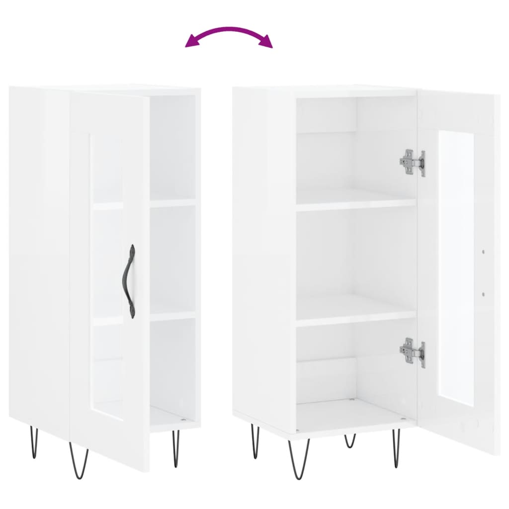 Sideboard High Gloss White 34.5x34x90 cm Engineered Wood