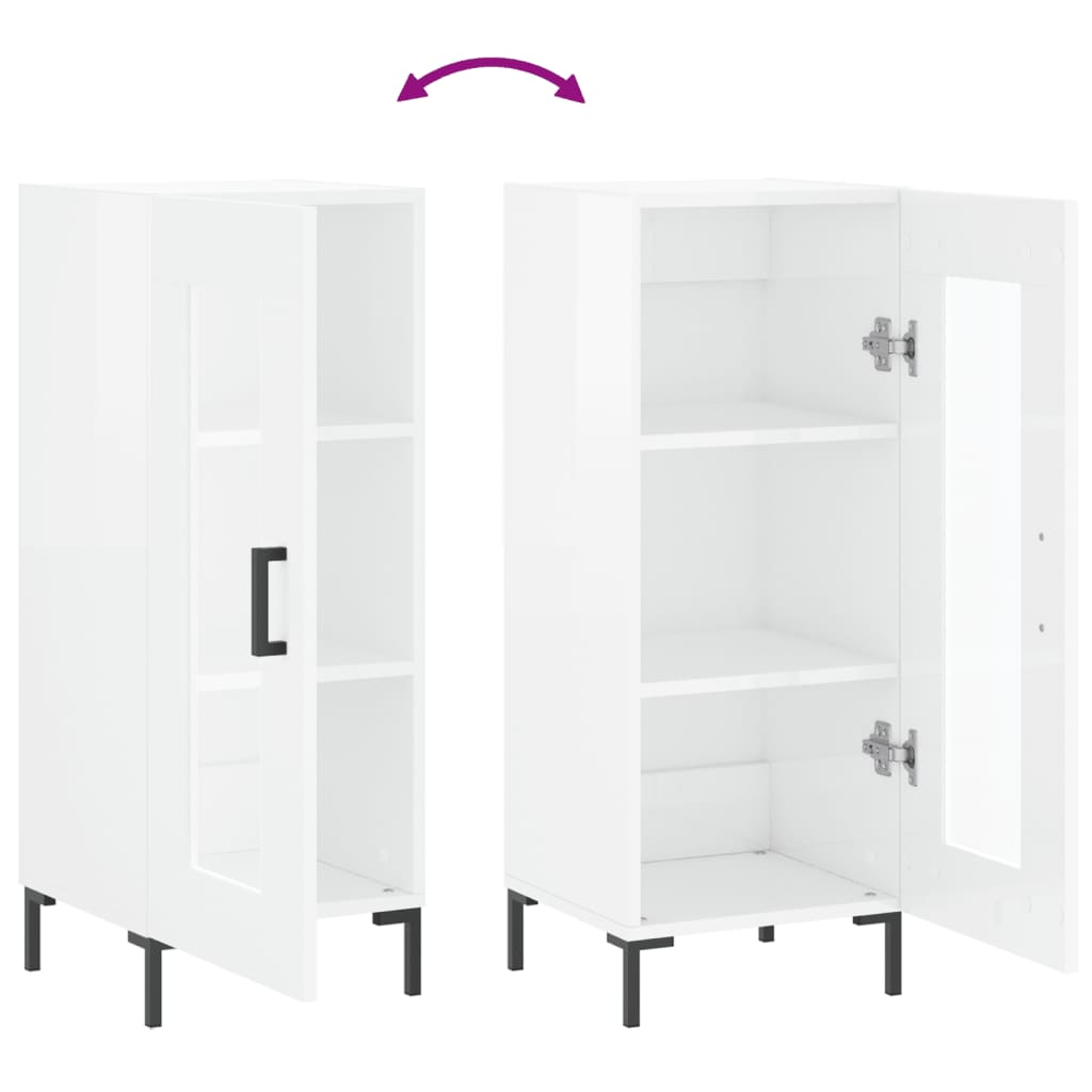 Sideboard High Gloss White 34.5x34x90 cm Engineered Wood