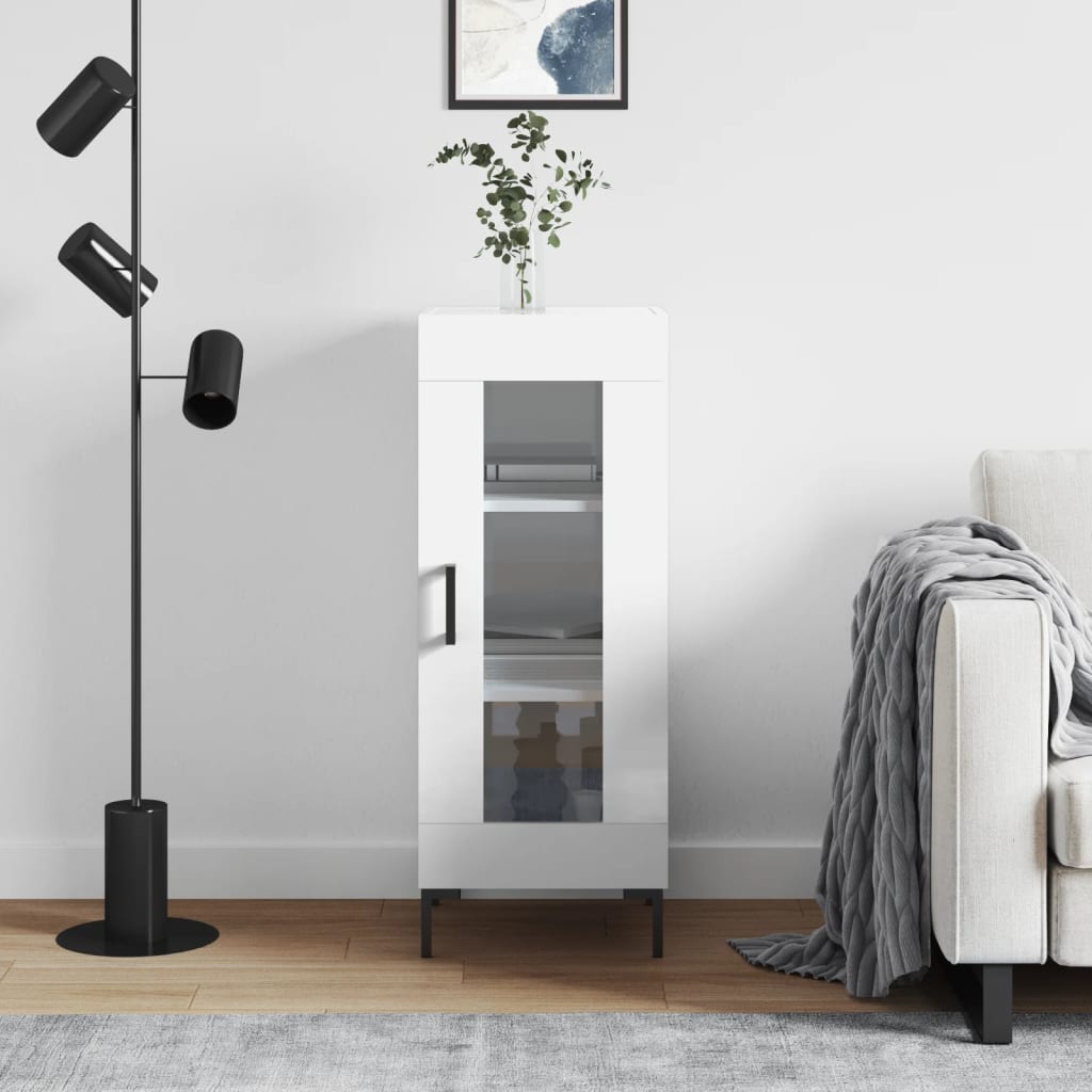 Sideboard High Gloss White 34.5x34x90 cm Engineered Wood